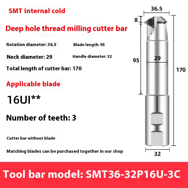 6036 SMT Deep Hole Thread Milling Toolholder Machining Center Single Thread Internal Coolant Milling Tool U-Thread Toolholder 11UI 16UI Shandong Denso Pricision Tools Co.,Ltd.